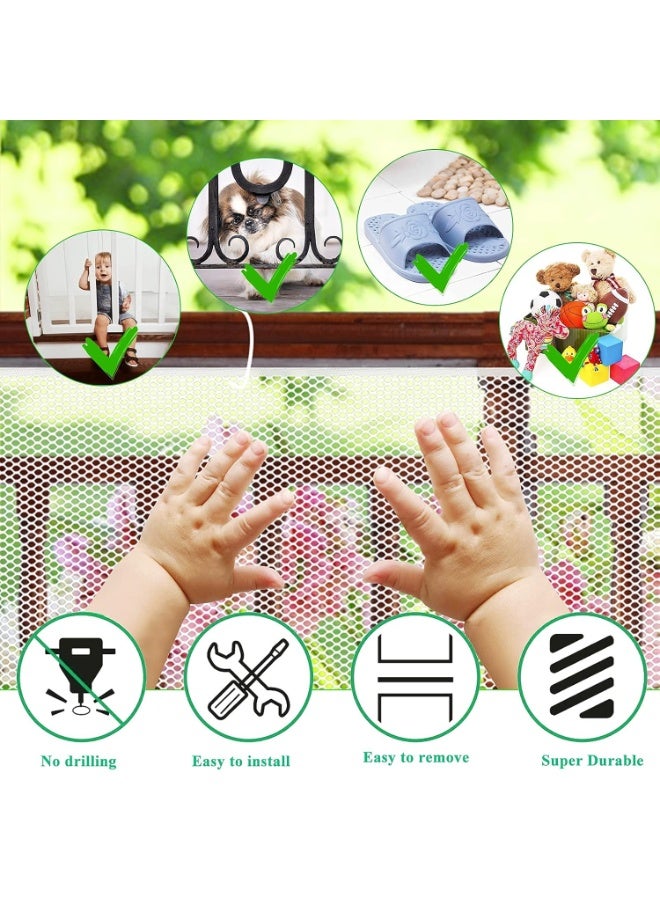 LYNLYN Anti-Fall Safety Net for Balcony and Stairs, Multipurpose Mesh Guard for Baby, Kids, Pets, and Toys, Indoor and Outdoor Use, White Banister Safety Net（300*78cm） - Image 4